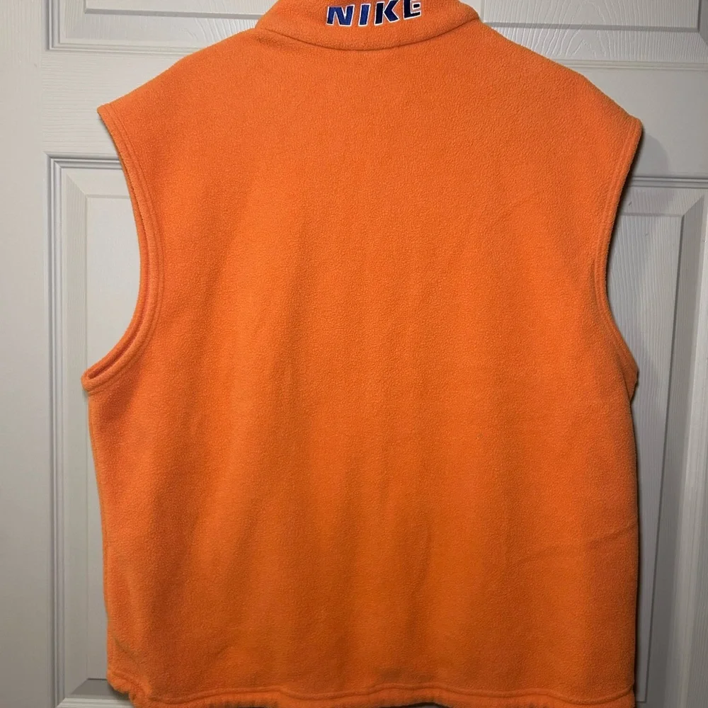 NIKE Adult Large Full Zip‎ Orange Fleece Sleeveless Vest Embroider VIntage